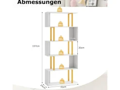 Costway Standregal mit 5 Ebenen S-förmig Büroregal Freistehend Weiß