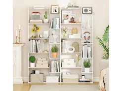 Costway 6-stöckiges Bücherregal Holzregal mit 2 Kippsicherungen