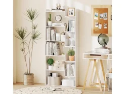 Costway 6-stöckiges Bücherregal Holzregal mit 2 Kippsicherungen