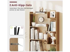 Clearance Costway 6-stöckiges Bücherregal Holzregal mit 2 Kippsicherungen Natur