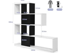 Costway 4-Stöckiges Bücherregal Raumteiler Regal Schwarz Weiß