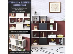 Costway 4-Stöckiges Bücherregal Raumteiler Regal Schwarz Weiß