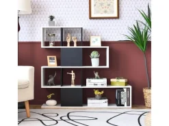 Costway 4-Stöckiges Bücherregal Raumteiler Regal Schwarz Weiß