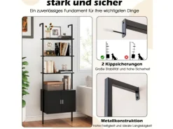 Best Costway 5-Stöckiges Leiterregal Bücherregal 60 x 35 x 184cm Schwarz