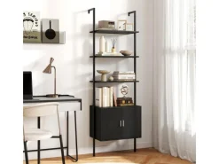 Best Costway 5-Stöckiges Leiterregal Bücherregal 60 x 35 x 184cm Schwarz