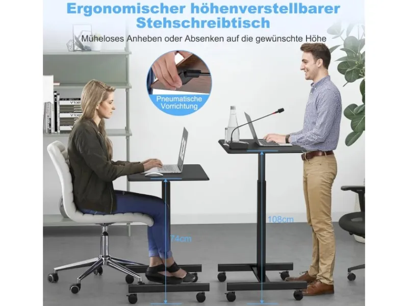 Outlet Costway Stehpult Höhenverstellbar Steh-Sitz Schreibtisch 65 x 48 cm