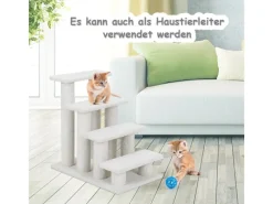 Outlet Costway Tiertreppe Katzentreppe 4 Stufen Haustiertreppe Beige