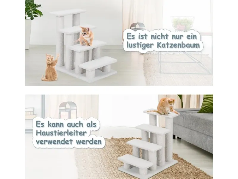 Outlet Costway Tiertreppe Katzentreppe 4 Stufen Haustiertreppe Beige