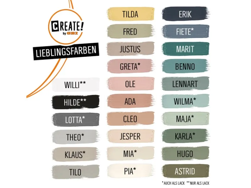 Discount CREATE! by OBI Buntlack Lieblingsfarbe Pia Seidenmatt 0,75 l Elfenbeinweiß