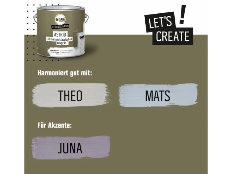 CREATE! by OBI Lieblingsfarben Wandfarbe Astrid grün matt 2,5 l