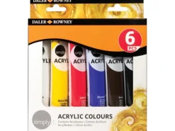 Simply Daler-Rowney Acrylfarben-Set mit 6 x 75 ml Farbtuben