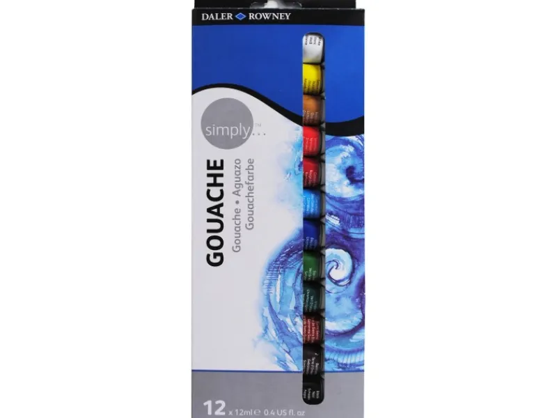 Hot Simply Daler-Rowney Gouache-Set mit 12 x 12 ml Farbtuben