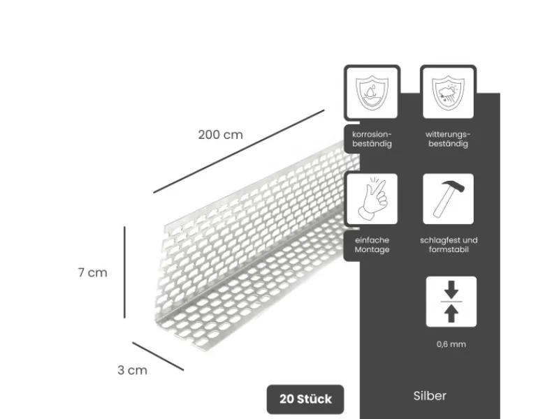 Online DAPRONA Lüftungswinkel Alu 20x 2m x 30mm x 70mm Silber Fassaden Lüftungswinkel