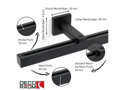 Online Deco-Raum Gardinenschiene nach Maß 1-Lauf Cube Schwarz 180cm