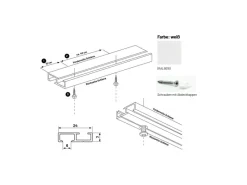 Discount Deco-Raum Gardinenschiene nach Maß 1-Lauf Deckenmontage Minimal 340cm Weiß
