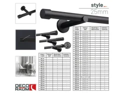 Deco-Raum Gardinenstange nach Maß 1-Lauf Kappe Ø 25mm 190cm