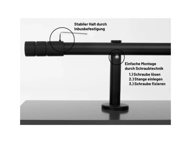 Deco-Raum Gardinenstange nach Maß 1-Lauf Zylinder Ø 25mm 440cm