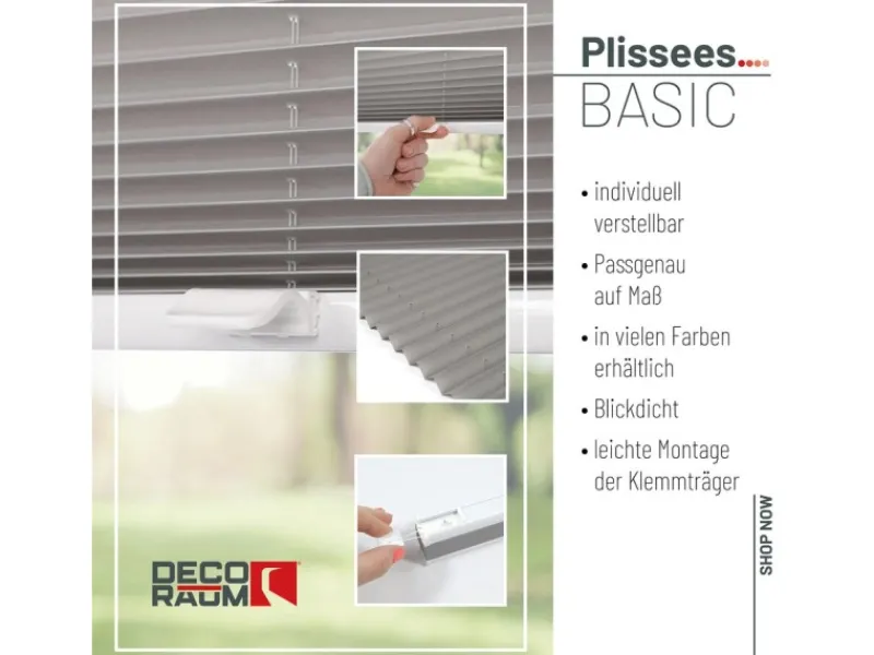 Deco-Raum Plissee Basic ohne Bohren 120x150cm Blickdicht Klemmfix