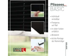 Hot Deco-Raum Plissee Basic ohne Bohren 40x150cm Blickdicht Klemmfix Schwarz