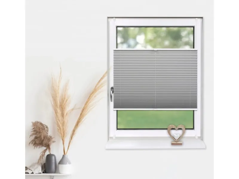 New Deco-Raum Plissee Basic ohne Bohren 95x150cm Blickdicht Klemmfix Grau