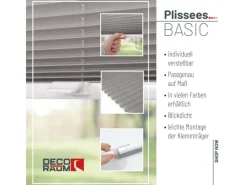 New Deco-Raum Plissee Basic ohne Bohren 95x150cm Blickdicht Klemmfix Grau