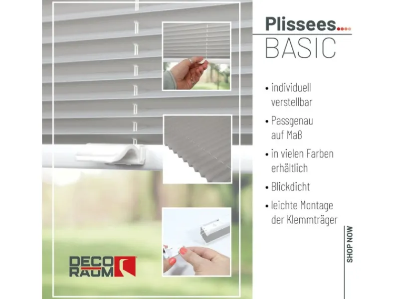 Deco-Raum Plissee Basic ohne Bohren 40x150cm Blickdicht Klemmfix
