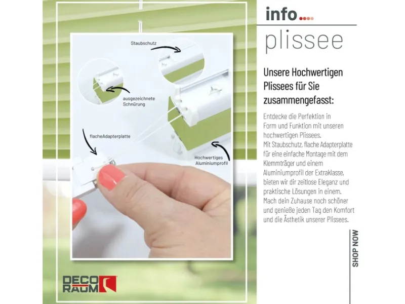 New Deco-Raum Plissee Basic ohne Bohren 40x150cm Blickdicht Klemmfix Hellgrün