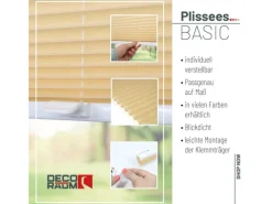Deco-Raum Plissee Basic ohne Bohren 55x150cm Blickdicht Klemmfix