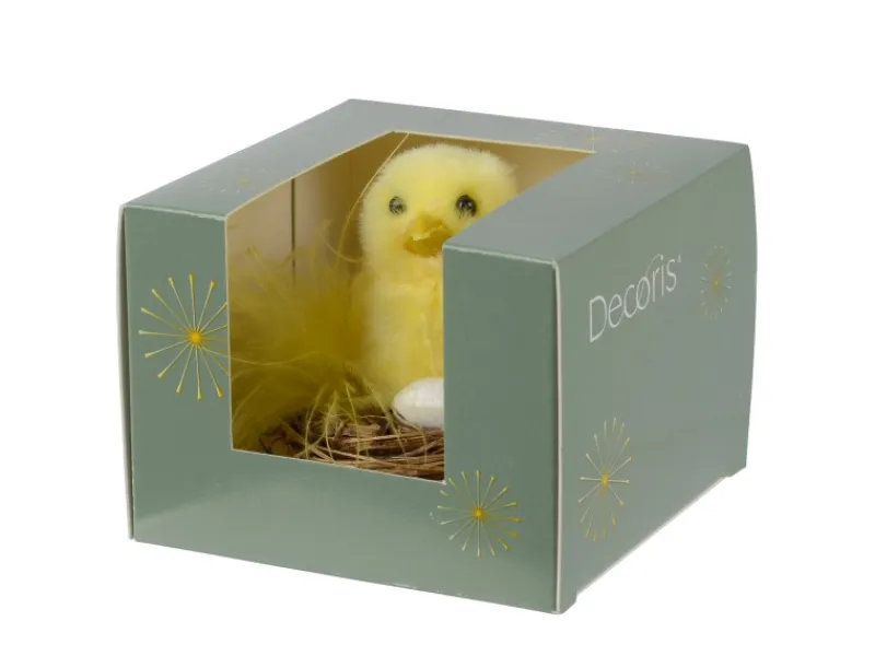 Outlet Decoris Deko-Nest mit Huhn Polyester Ø 7 cm Gelb-Braun