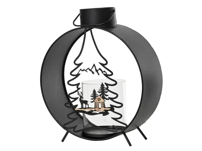 Decoris Laterne 24 cm x 10 cm x 39 cm Schwarz