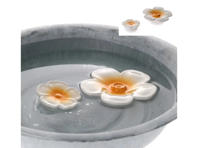 Deko-Blüte Schwimmend Porzellan 3,5 cm Weiß/Gelb