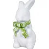 Dekofigur Hase mit Schleife Weiß-Grün 8,5 cm