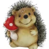 Discount Dekofigur Igel mit Pilz 12 cm x 10,5 cm x 11 cm Natur-Rot