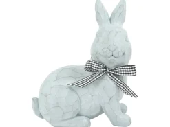 New Dekofigur Sitzender Hase Polyresin Grau 17,5 x 11 x 21 cm
