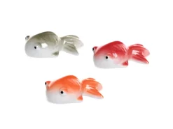 Outlet Deko-Fisch Schwimmend Porzellan Farbenauswahl 3 cm Rot/Orange/Grau