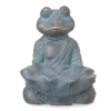 Deko-Frosch Sitzend mit Vogeltränke 36 cm Antik-Bronze
