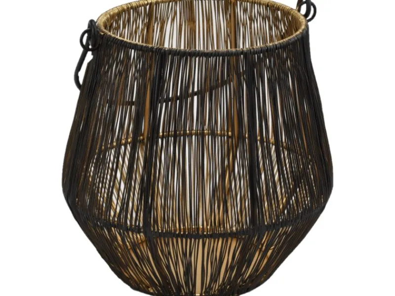 Deko-Laterne Draht aus Metall Ø 16 cm Schwarz-Gold