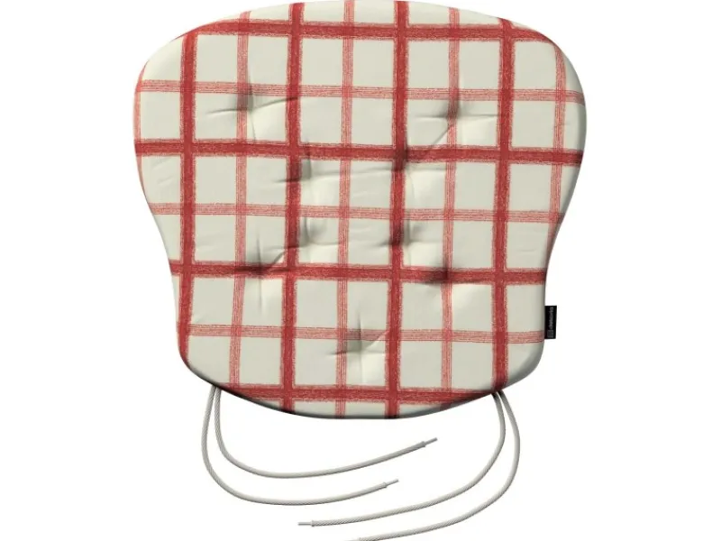 Dekoria Stuhlkissen Peter mit Bindeschnur aus Stoffkollektion Avinon in Rot-Creme in 41x 38 x 3,5 cm