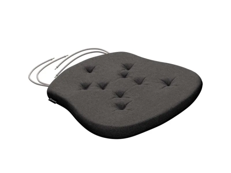 Dekoria Stuhlkissen Peter mit Bindeschnur aus Stoffkollektion Etna in Dunkelgrau in 41x 38 x 3,5 cm