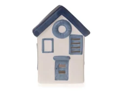 Deko-Strandhaus 9 cm x 6,5 cm x 11,5 cm Weiß-Blau-Grau
