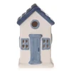 Deko-Strandhaus 6 cm x 6 cm x 10 cm Weiß-Blau-Grau