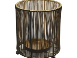 Deko-Windlicht Draht aus Metall Ø 13 cm Schwarz-Gold