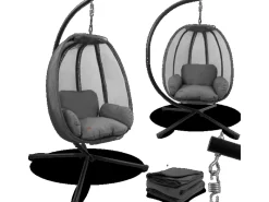 deluxe4home Hängesessel mit Gestell Indoor & Outdoor Inklusive Kuscheldecke