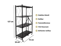 Online deluxe4home Klappbares Regal mit 4 Etagen 72x34x127 cm