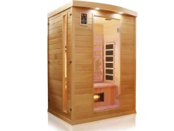 Best Dewello Infrarotkabine Sauna Pierson 135cm x 105cm 2 Personen Vollspektrum & Karbonstrahler Hemlock Tannenholz
