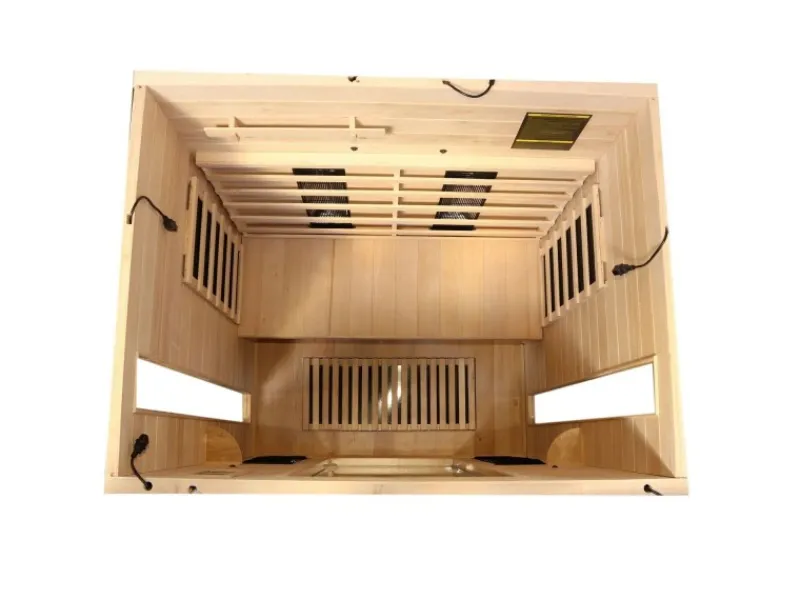 Best Dewello Infrarotkabine Sauna Pierson 135cm x 105cm 2 Personen Vollspektrum & Karbonstrahler Hemlock Tannenholz