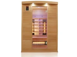 Best Dewello Infrarotkabine Sauna Pierson 135cm x 105cm 2 Personen Vollspektrum & Karbonstrahler Hemlock Tannenholz