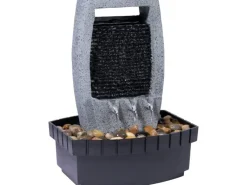 Best Dobar Design-Zimmerbrunnen in Steinoptik mit Deko-Steinen, Wasserspiel und Pumpe