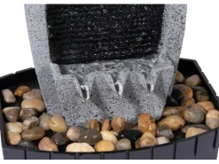 Best Dobar Design-Zimmerbrunnen in Steinoptik mit Deko-Steinen, Wasserspiel und Pumpe