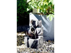 Dobar Design-Zimmerbrunnen Polyresin in Felsen-Optik Grau